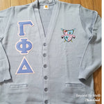 Load image into Gallery viewer, Gamma Phi Delta cardigan sweater.
