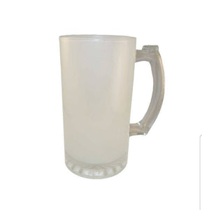 Custom frosted and clear glass beer mug