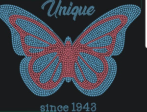 Gamma Phi Delta UNIQUE butterfly bling tee