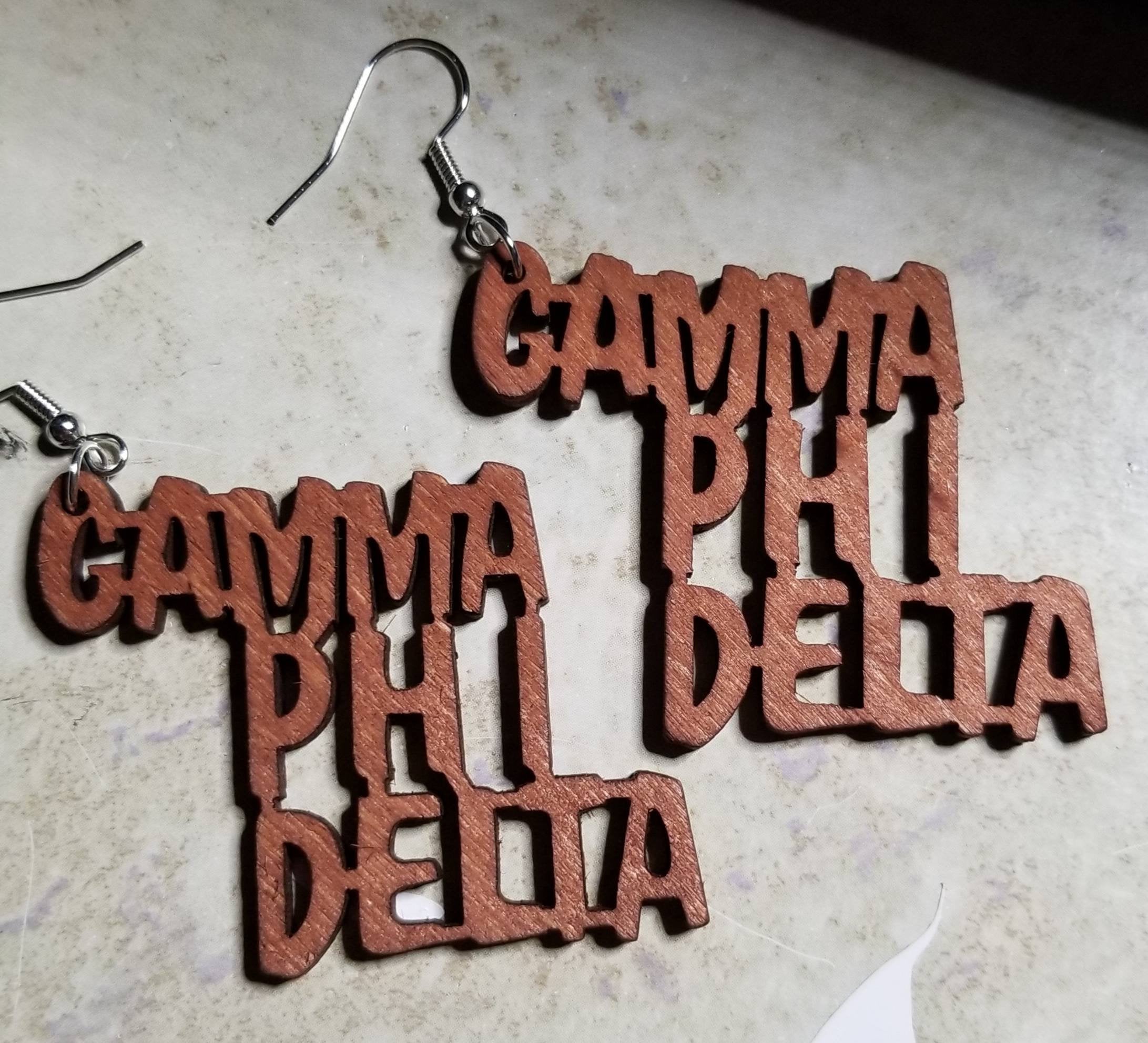 Gamma Phi Delta Word Earrings