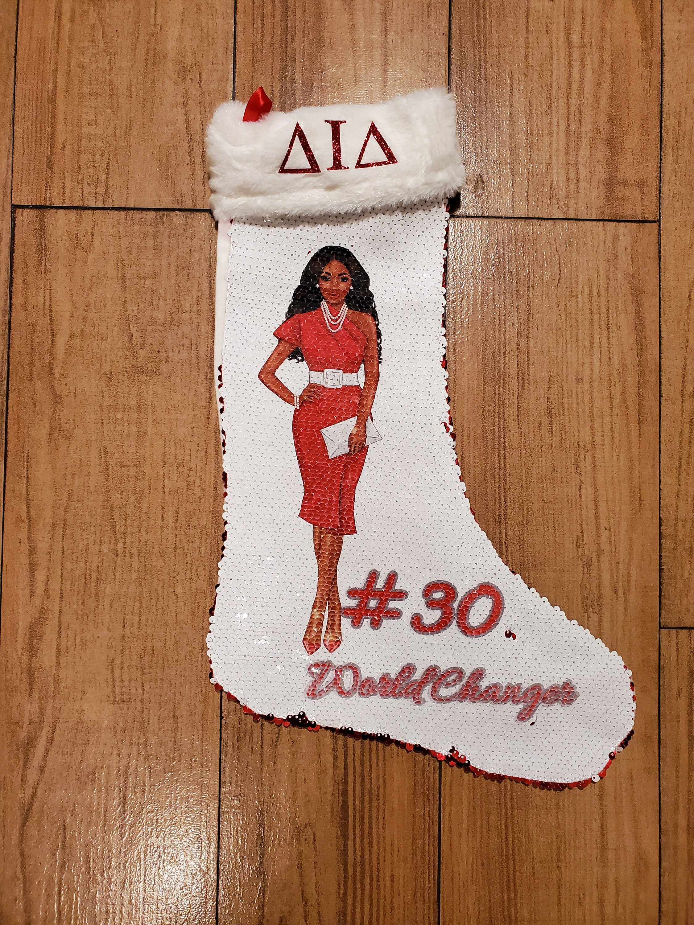 Delta Iota Delta  Reversable Sequins Christmas Stocking