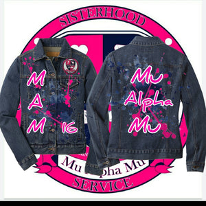 Mu Alpha Mu graffiti denim jacket