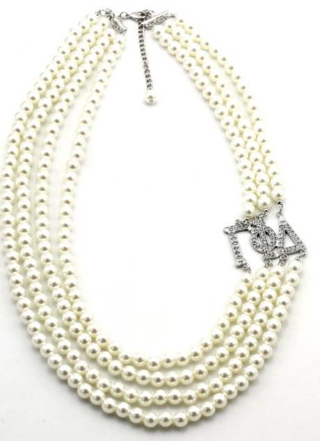 Gamma Phi Delta 4 strand pearl  necklace.