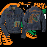 Load image into Gallery viewer, FAMU or BCU bling denim jacket
