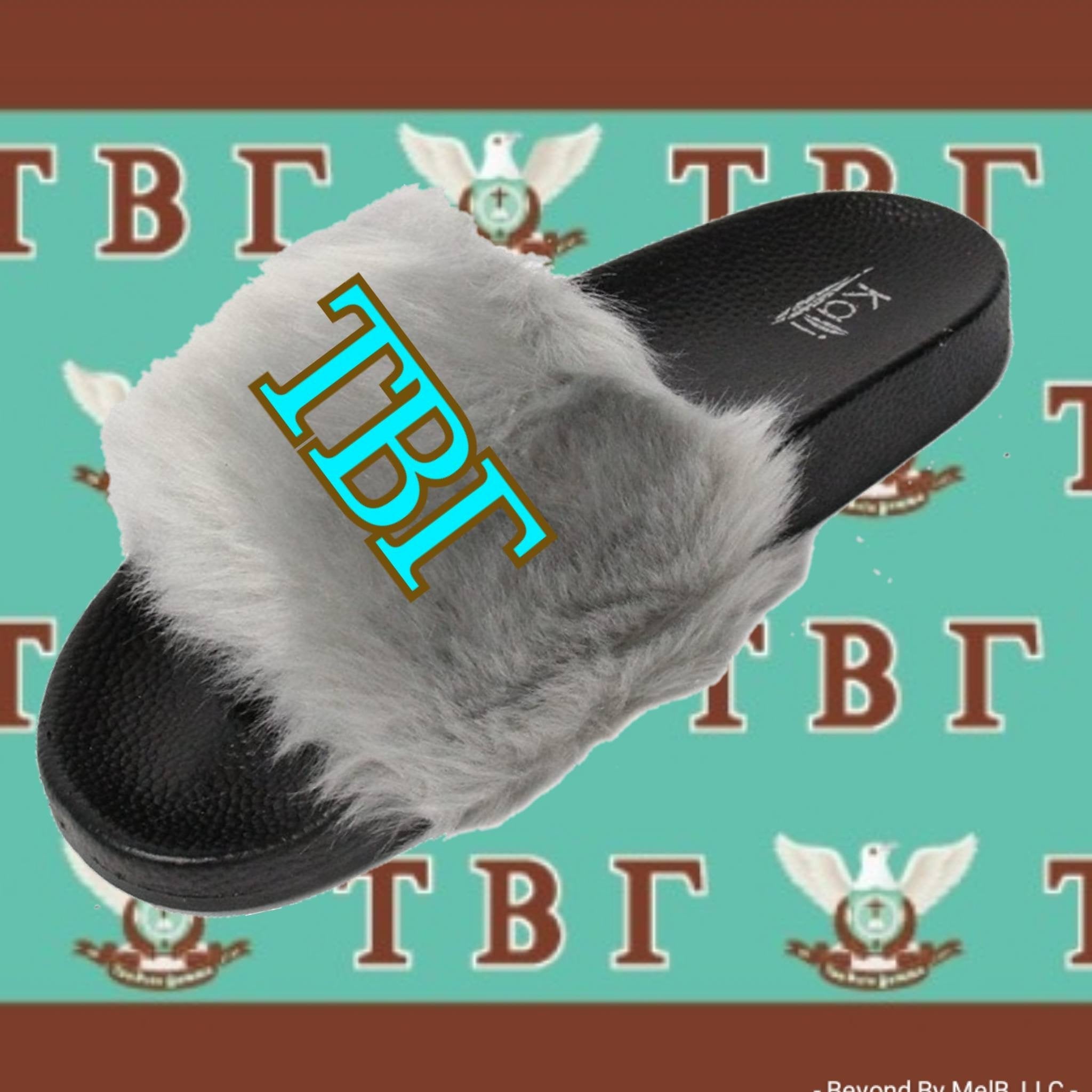 Tau Beta Gamma furry house slippers – Beyond By MelB LLC