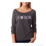 Load image into Gallery viewer, Gamma phi delta off embroidered off shoulder raglan top
