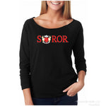 Load image into Gallery viewer, Delta Iota Delta embroidered soror off shoulder raglan top
